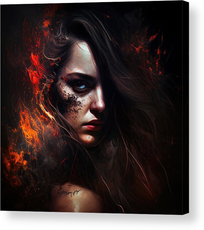 Hot Acrylic Print featuring the painting Hot Beauty by My Head Cinema