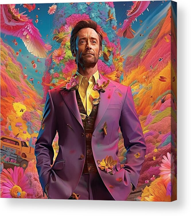 Hugh Jackman As A Whimsical Humanoids Superb Art Acrylic Print featuring the painting Hugh Jackman as a whimsical humanoids superb by Asar Studios by Celestial Images