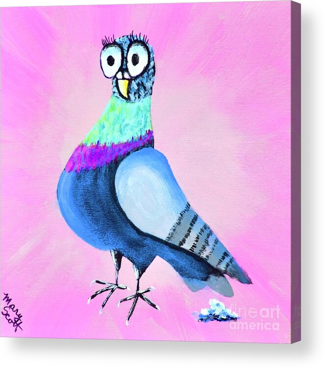 Bird Acrylic Print featuring the painting I Didn't Do It by Mary Scott