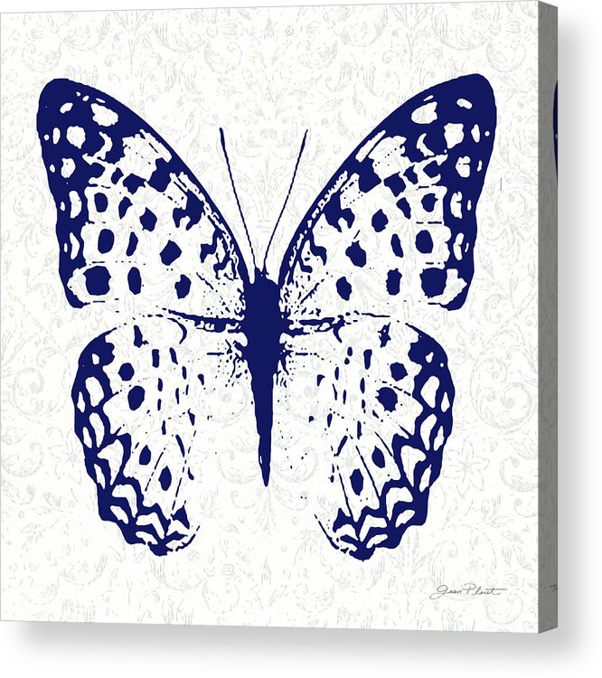 Indigo Acrylic Print featuring the digital art Indigo Butterfly Study D by Jean Plout