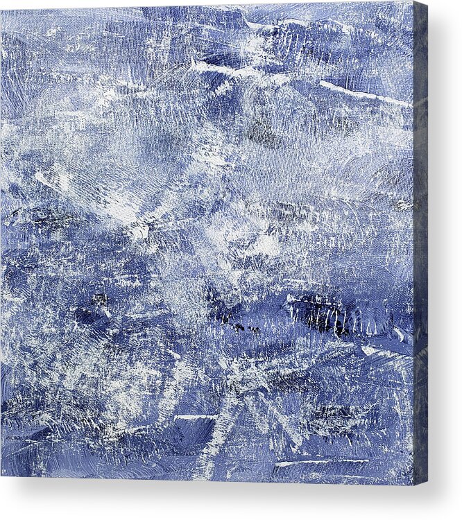 Indigo Acrylic Print featuring the painting INDIGO SURF Blue and White Abstract by Lynnie Lang