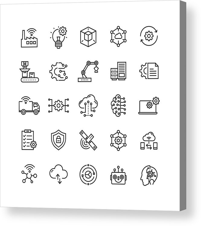 Internet Acrylic Print featuring the drawing Industry 4.0 Related Vector Line Icons by Cnythzl