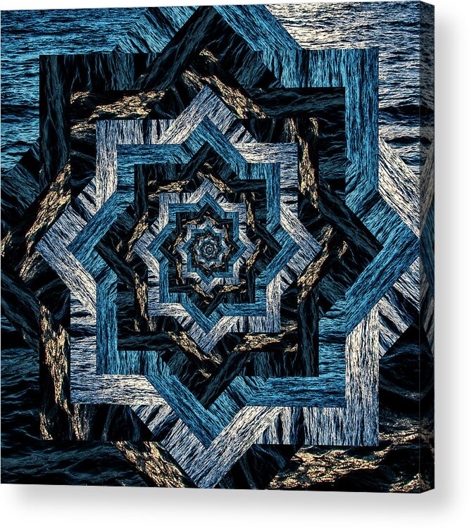 Grid Acrylic Print featuring the digital art Infinity Tunnel Star Waves at Sunset by Pelo Blanco Photo
