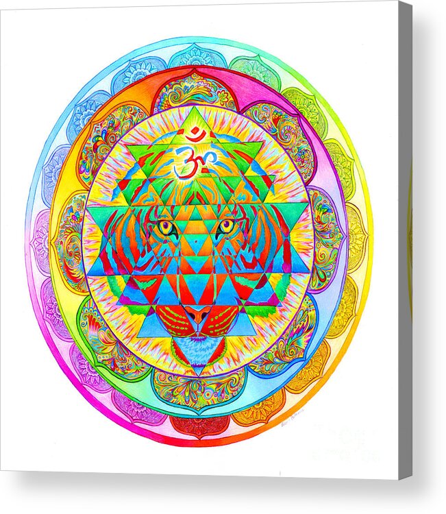 Psychedelic Acrylic Print featuring the drawing Inner Strength by Rebecca Wang