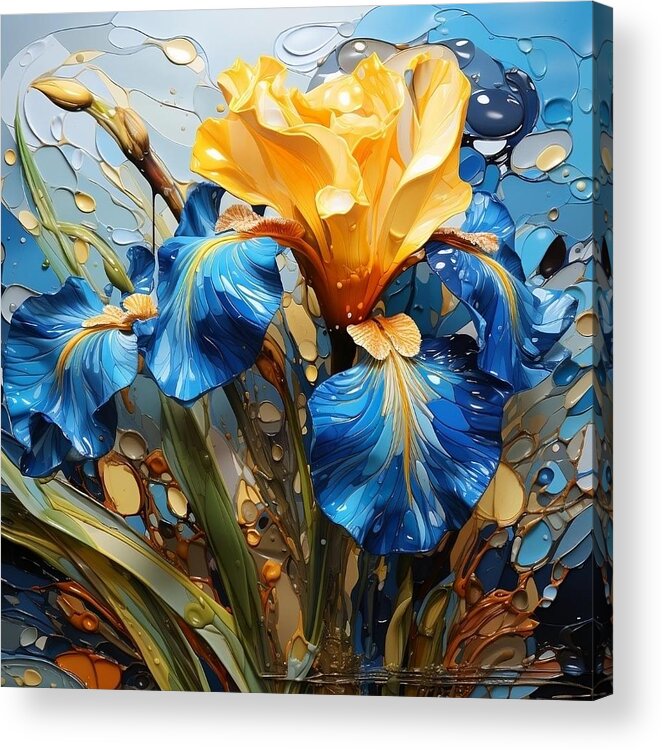 Van Gogh Acrylic Print featuring the digital art Iris Bloom by Karyn Robinson