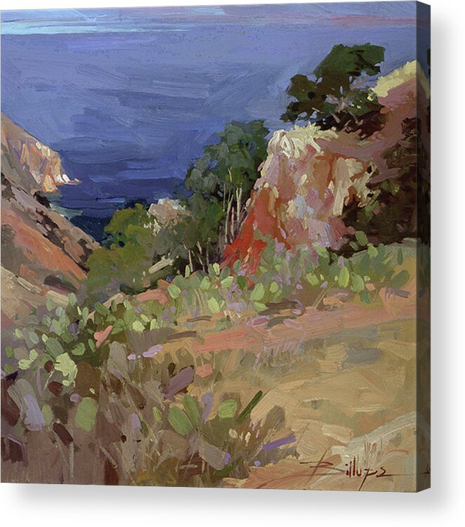 Catalina Island Plein Air Paintings Acrylic Print featuring the painting Ironwoods at Goat Harbor by Elizabeth - Betty Jean Billups