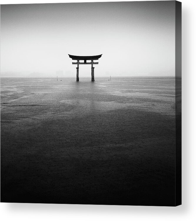 Itsukushima Acrylic Print featuring the photograph Itsukushima Torii Under the Rain by Stefano Orazzini