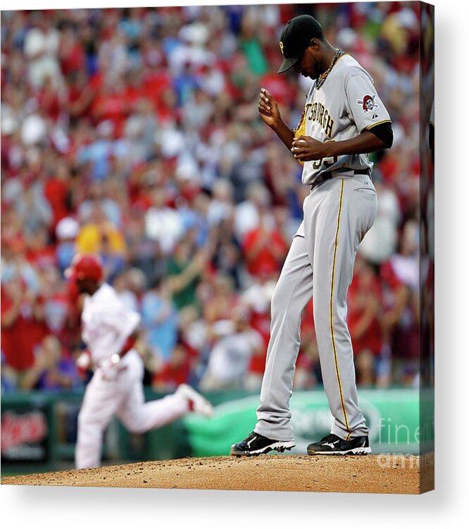 People Acrylic Print featuring the photograph James Mcdonald and Jimmy Rollins by Jeff Zelevansky