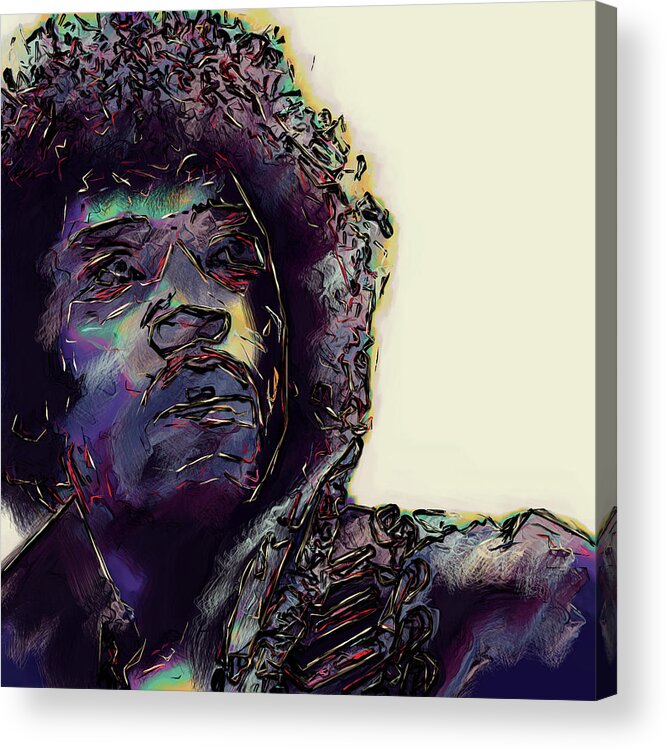 Jimi Hendrix Acrylic Print featuring the digital art Jimi Hendrix by David Lane