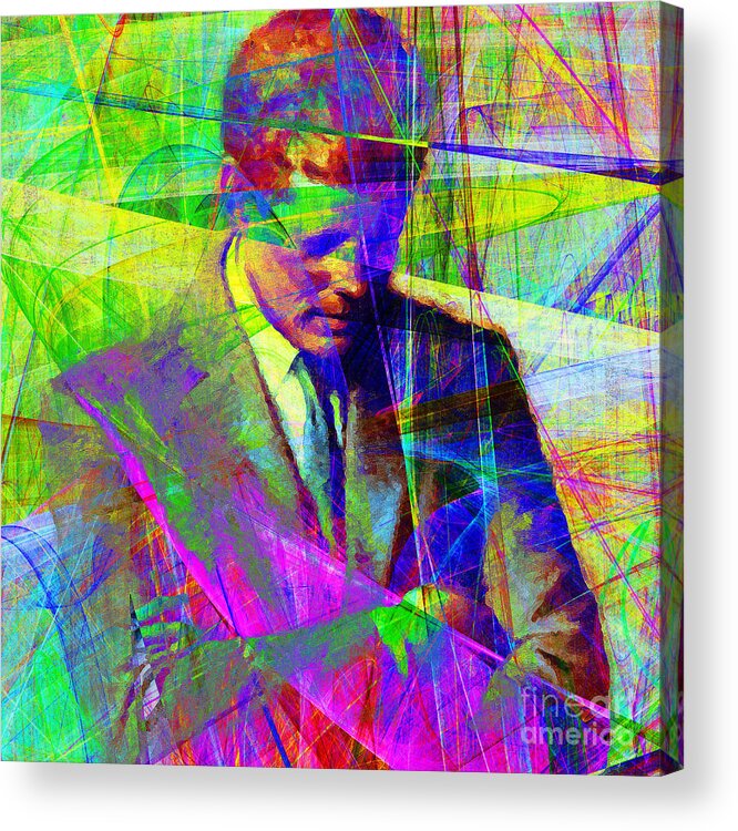 Wingsdomain Acrylic Print featuring the photograph John Fitzgerald Kennedy JFK In Abstract 20130610v2 square by Wingsdomain Art and Photography