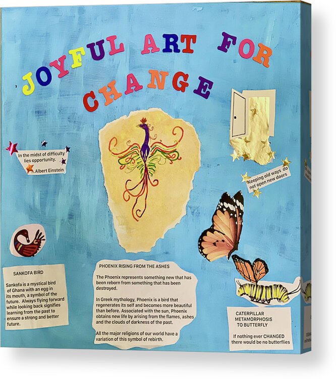 Joyful Acrylic Print featuring the mixed media Joyful Art For Change Vignettes by Kenlynn Schroeder