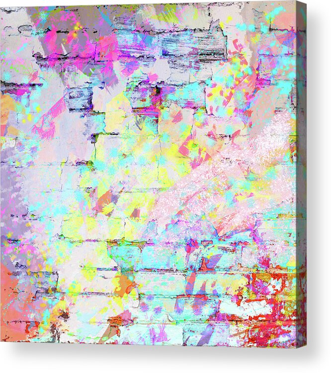 Joyful Acrylic Print featuring the mixed media Joyful Bricks 1 by Marianne Campolongo
