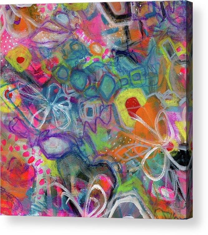 Abstract Colorful Fun Bold Acrylic Print featuring the painting Jumpstart 1 by Robin Mead