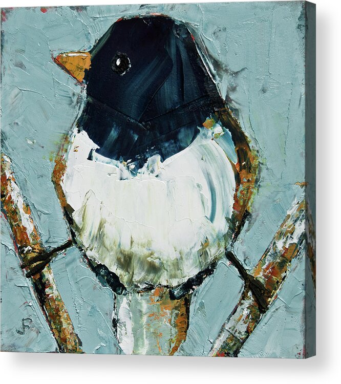 Junco Acrylic Print featuring the painting Junco On Stilts by Jani Freimann