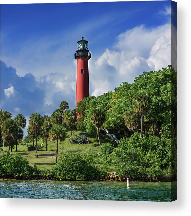 Lighthouses Acrylic Print featuring the photograph Jupiter Lighthouse Square by Laura Fasulo