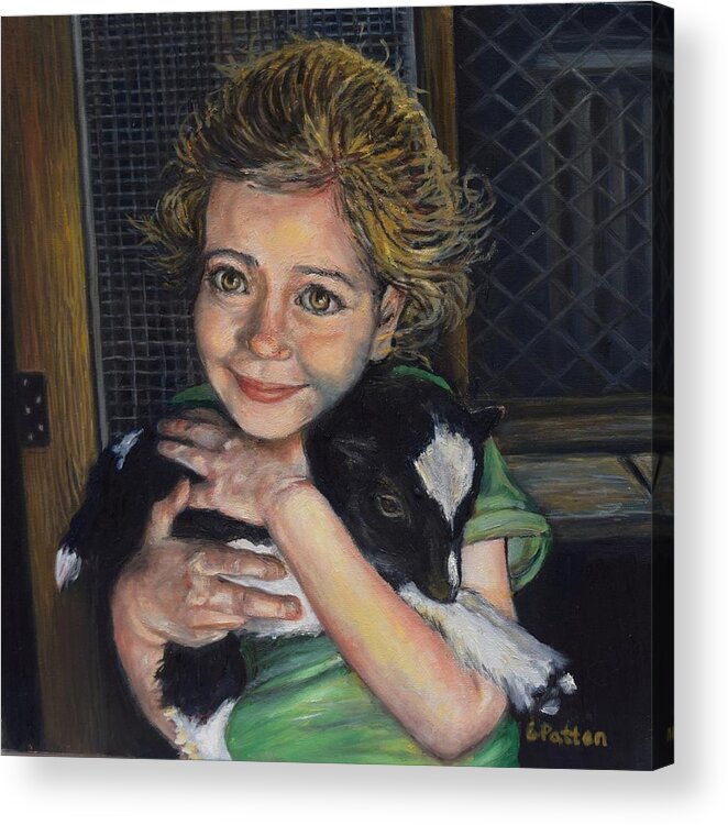 Girl Acrylic Print featuring the painting Kiddin' Around by Eileen Patten Oliver