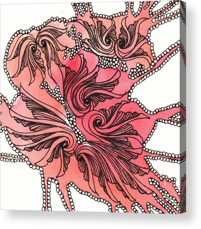 Zentangle Acrylic Print featuring the drawing Just Wing It by Jan Steinle
