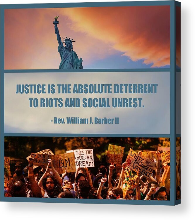 Social Unrest Acrylic Print featuring the photograph Justice is the Answer by Judy Kennedy