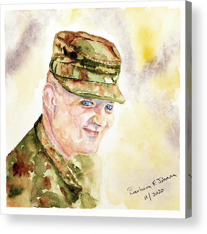 Military Acrylic Print featuring the painting Justin by Barbara F Johnson