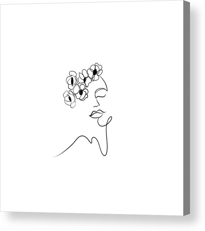 Abstract Acrylic Print featuring the digital art Kalonice 3 - Minimal, Modern - Abstract Women Line Art by Studio Grafiikka