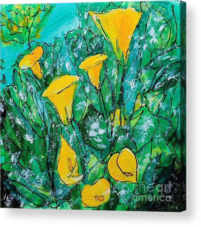  Acrylic Print featuring the painting Katie's Calla Lilies by Mark SanSouci