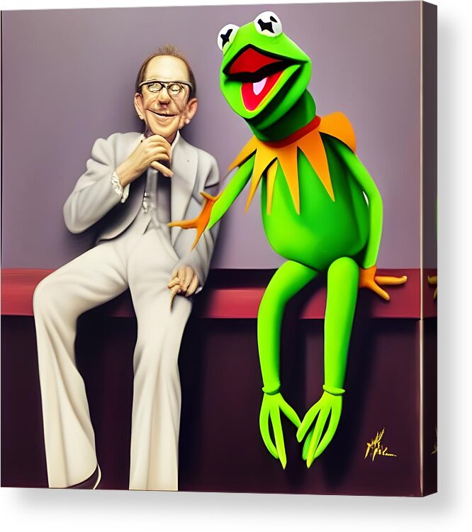 Digital Frog Kermit Jim Henson Acrylic Print featuring the digital art Kermit The Frog by Beverly Read