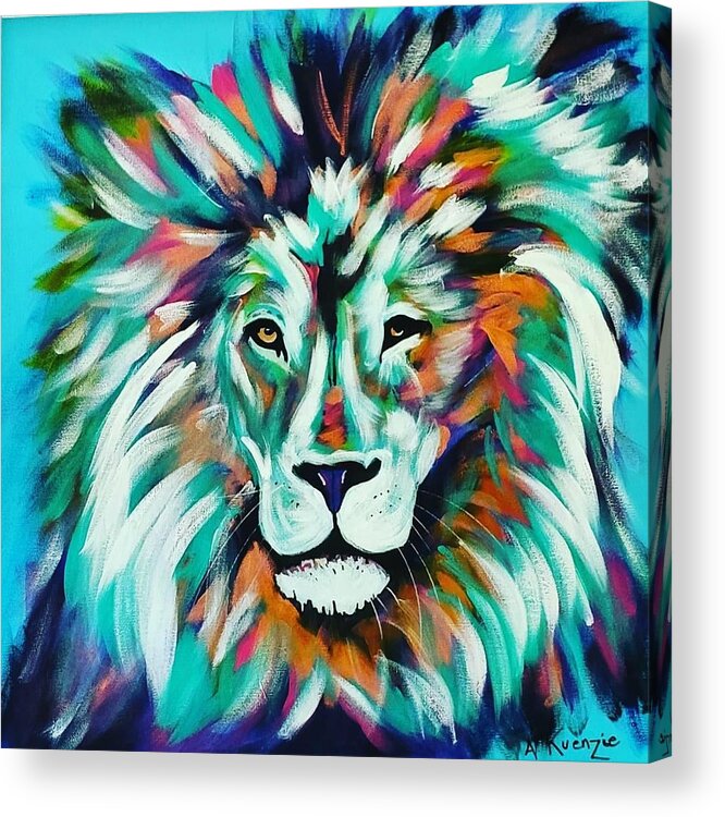 Lion Acrylic Print featuring the painting King by Amy Kuenzie