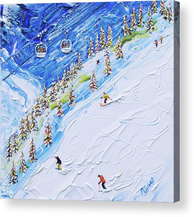 Ski Acrylic Print featuring the painting La Face Val d'Isere Ski Print by Pete Caswell
