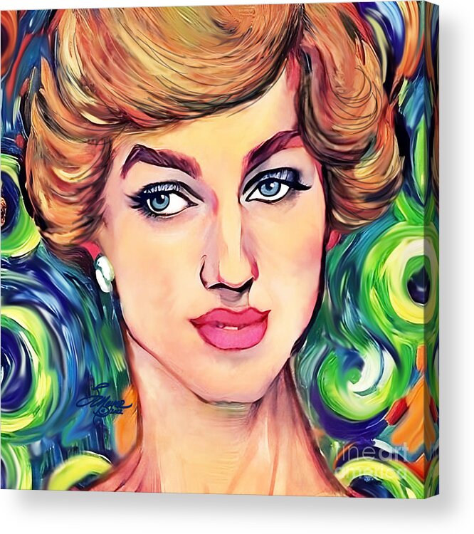 Diana Art Acrylic Print featuring the digital art Lady Diana #1 by Stacey Mayer