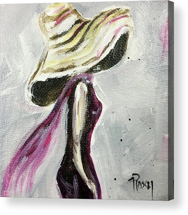 Lady In A Hat Acrylic Print featuring the painting Lady in a Big Hat by Roxy Rich