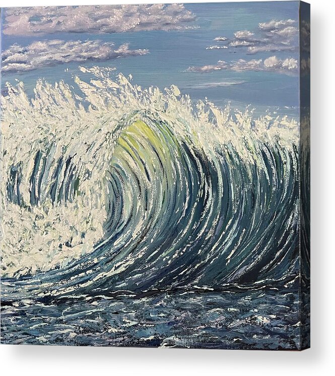 Rolling Wave Acrylic Print featuring the painting Lake Michigan Wave by Lisa White