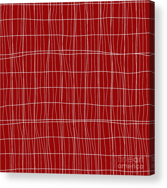 Lines Pattern Modern Design Acrylic Print featuring the digital art Lines Pattern Modern Design - Red and White by Patricia Awapara