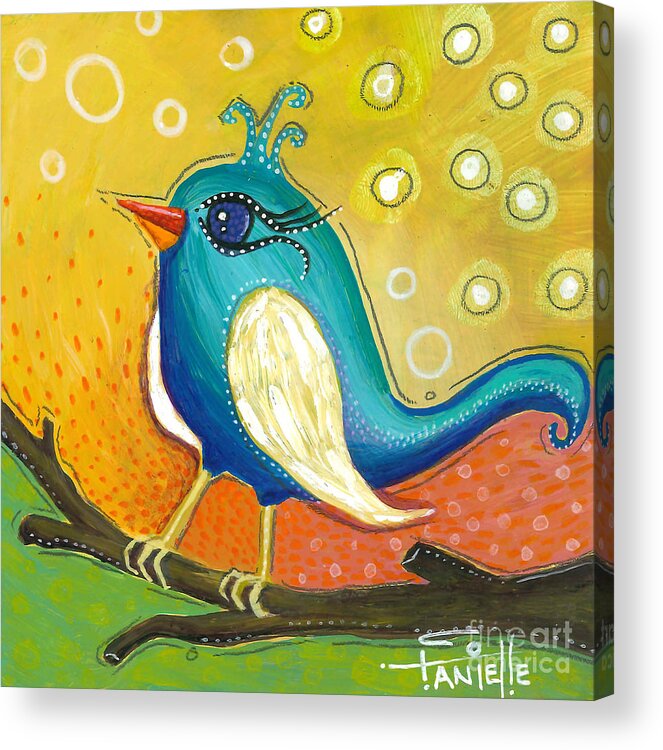 Jay Bird Acrylic Print featuring the painting Little Jay Bird by Tanielle Childers