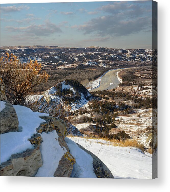 Little Missouri Acrylic Print featuring the photograph Little Missouri viewed from overlook at Theodore Roosevelt National Park - North Unit by Peter Herman