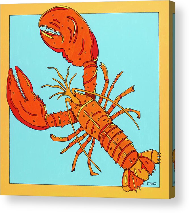 Lobster Seafood Acrylic Print featuring the painting Lobster by Mike Stanko