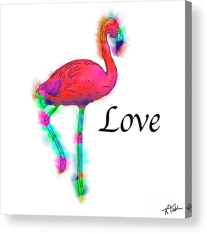 Flamingo Acrylic Print featuring the digital art Love - Abstract Flamingo Step by Kirt Tisdale