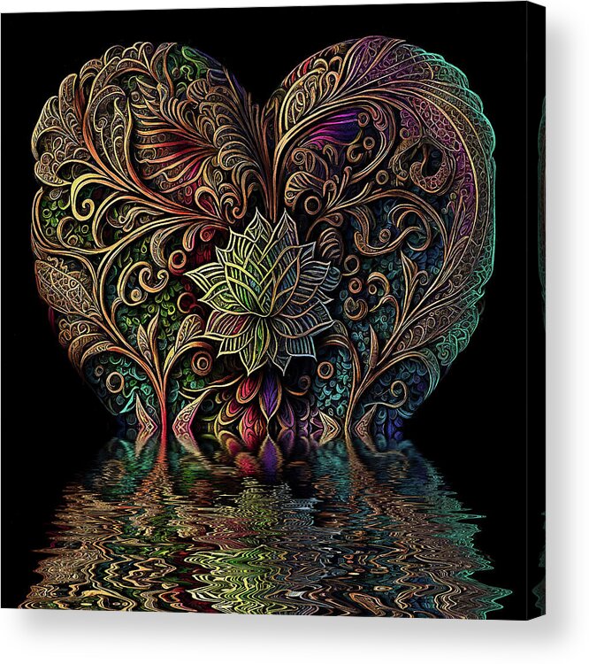 Hearts Acrylic Print featuring the digital art Love Flood by Peggy Collins