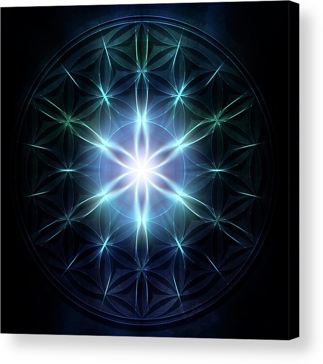 Geometry Acrylic Print featuring the digital art Luminous Flower of Life by Edouard Coleman