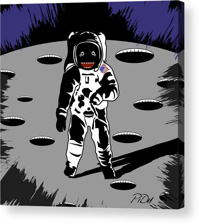 Red Acrylic Print featuring the digital art Lunar Astronaut by Piotr Dulski