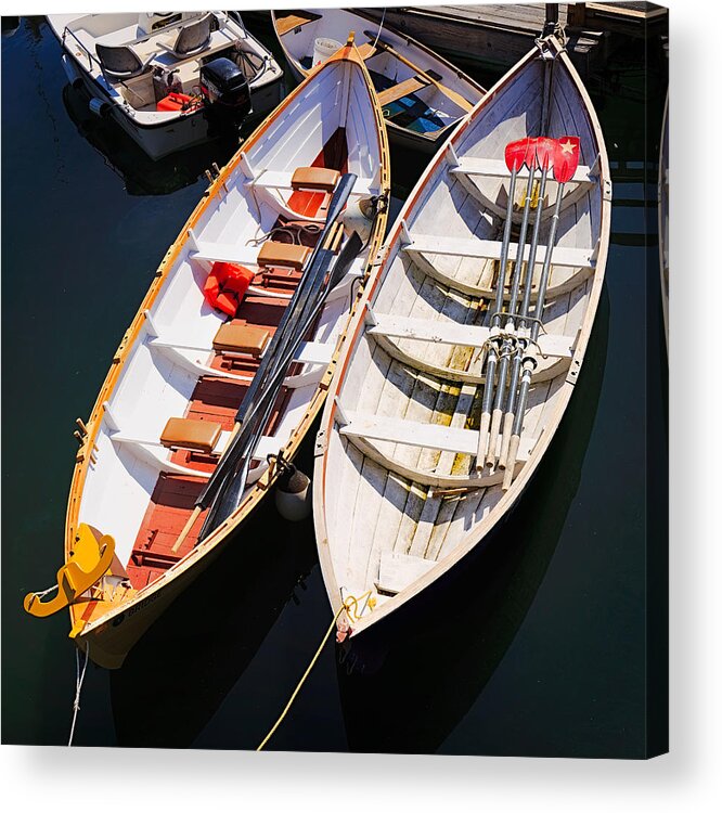 Maine Acrylic Print featuring the photograph Maine Long Boats by Mike Mcquade
