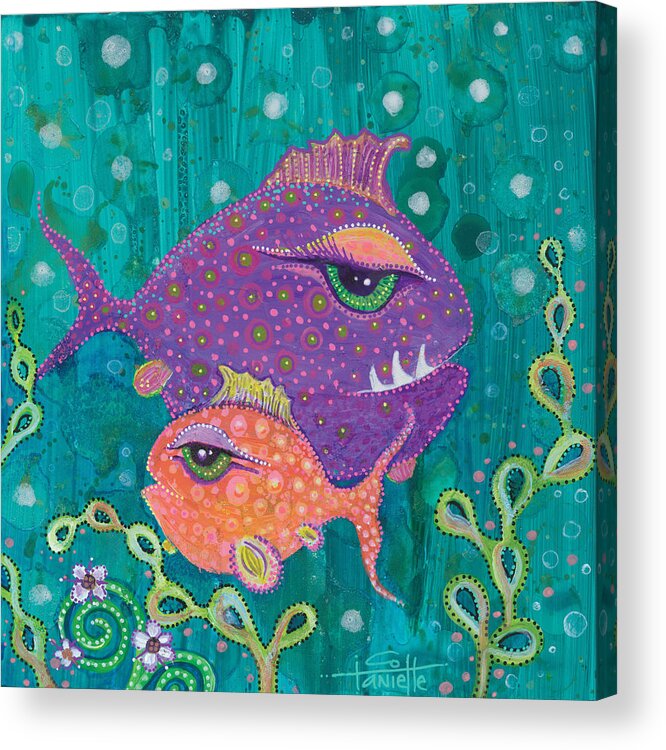 Fish School Acrylic Print featuring the painting Fish School by Tanielle Childers