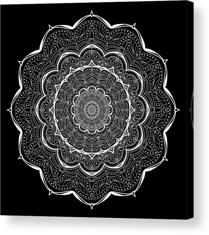 Mandala Acrylic Print featuring the digital art Mandala of Great Pleasantries by Angie Tirado