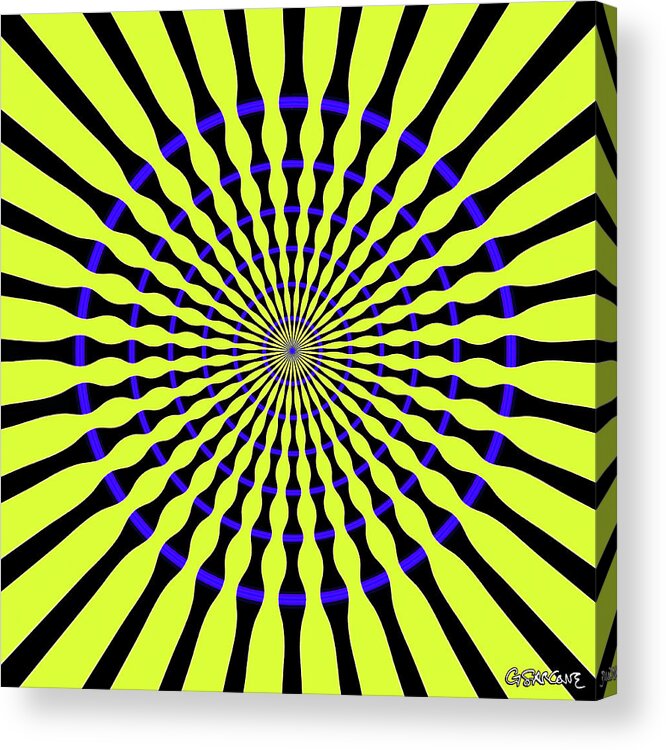 Self-moving Acrylic Print featuring the mixed media Mandala Waves by Gianni Sarcone
