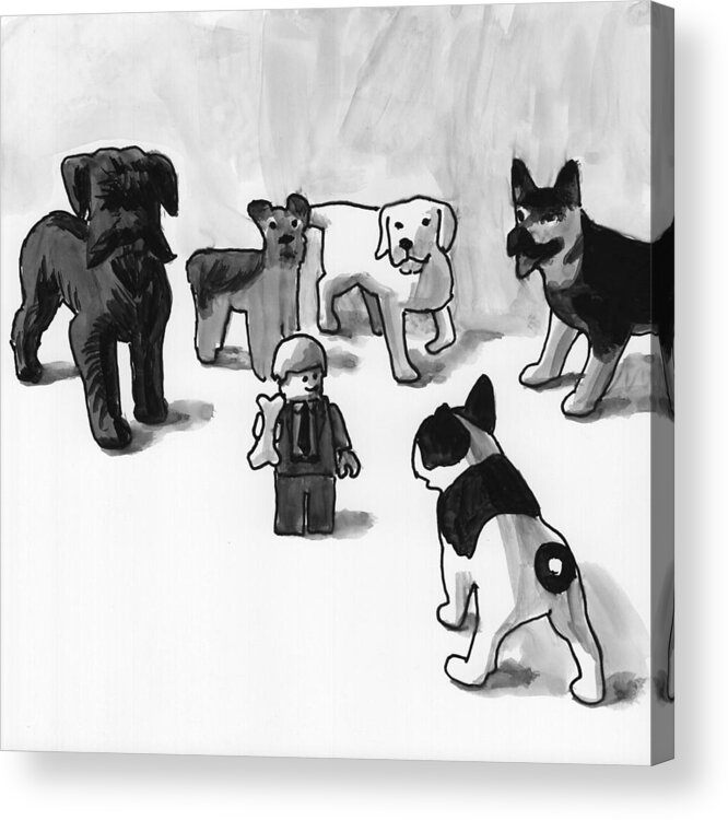 India Ink Acrylic Print featuring the painting Man's best friend by Tim Murphy