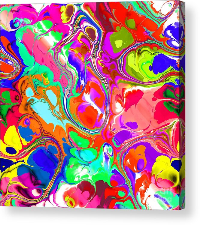 Colorful Acrylic Print featuring the digital art Marijan - Funky Artistic Colorful Abstract Marble Fluid Digital Art by Sambel Pedes