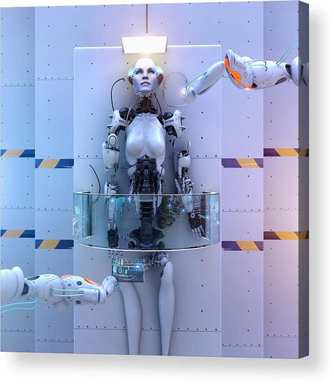 Manufacturing Equipment Acrylic Print featuring the photograph Mechanical arms assembling robot by Colin Anderson Productions pty ltd
