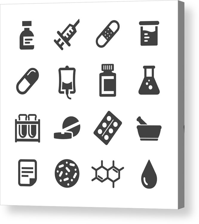 Medical Research Acrylic Print featuring the drawing Medicine Icons Set - Acme Series by -victor-