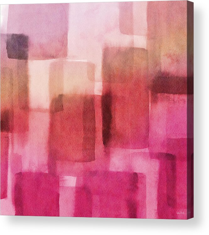 Abstract Acrylic Print featuring the mixed media Memory Lane Pink- Art by Linda Woods by Linda Woods