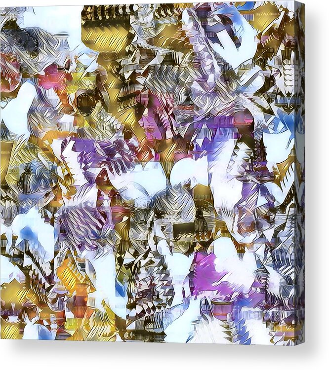 Modern Acrylic Print featuring the digital art Metal Tapestry Fusion by Rachel Hannah