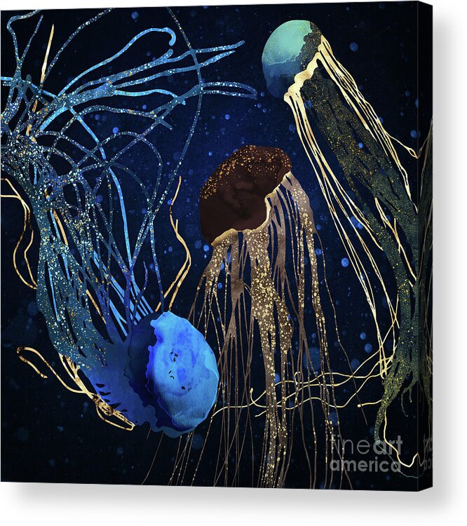 Metallic Acrylic Print featuring the digital art Metallic Jellyfish IV by Spacefrog Designs